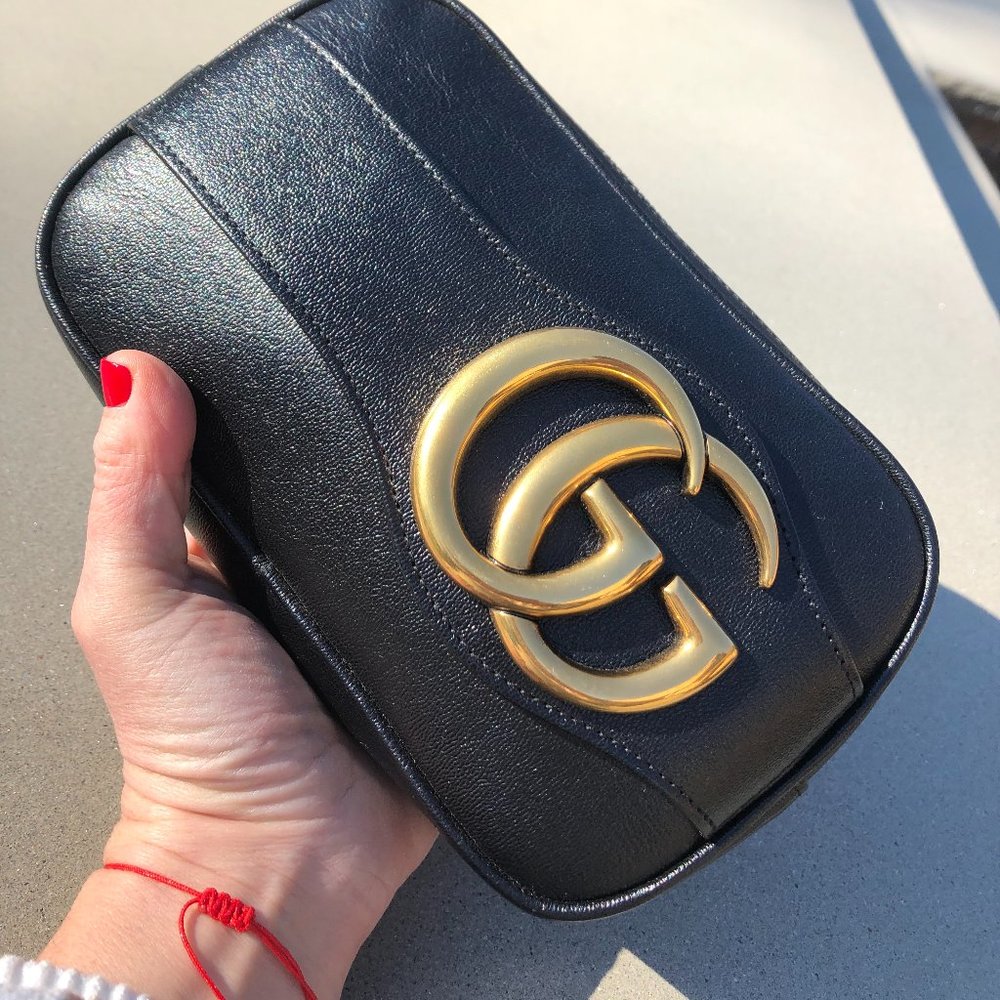 Gucci Black Clutch with Gold Logo